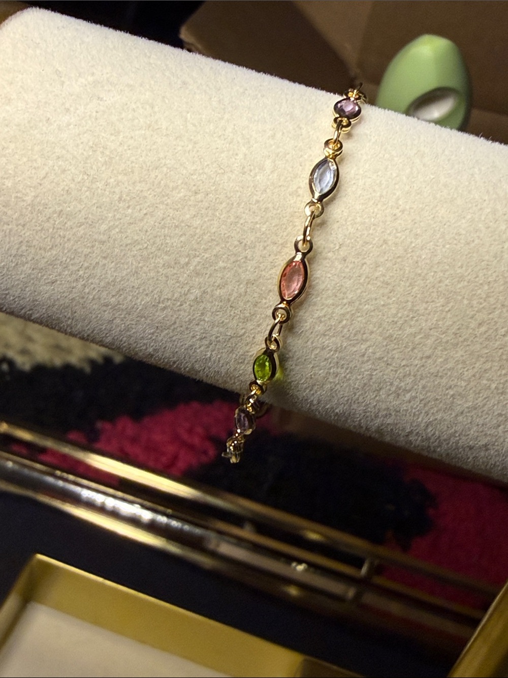 Barzel Gold Multicolor Gemstone Station Bracelet - Children’s Jewelry